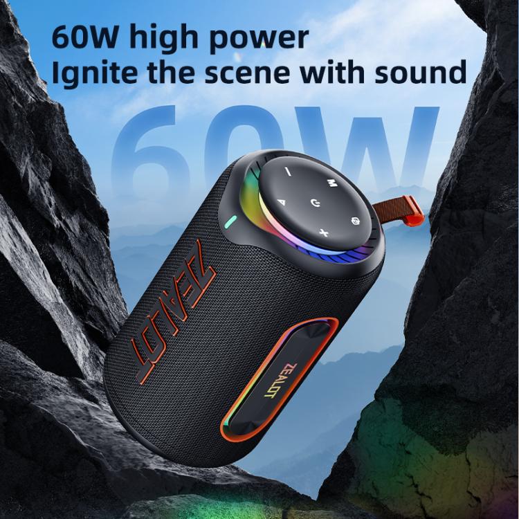 Zealot MP1 60W Portable Outdoor RGB Bluetooth Speaker – Bass Boost, Bluetooth 5.4, 8000mAh Battery