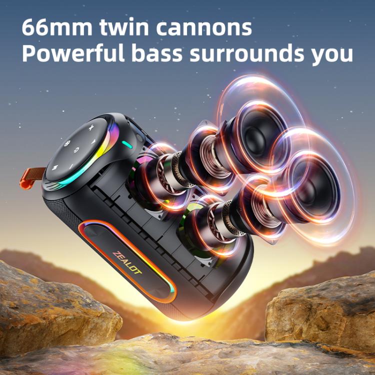 Zealot MP1 60W Portable Outdoor RGB Bluetooth Speaker – Bass Boost, Bluetooth 5.4, 8000mAh Battery