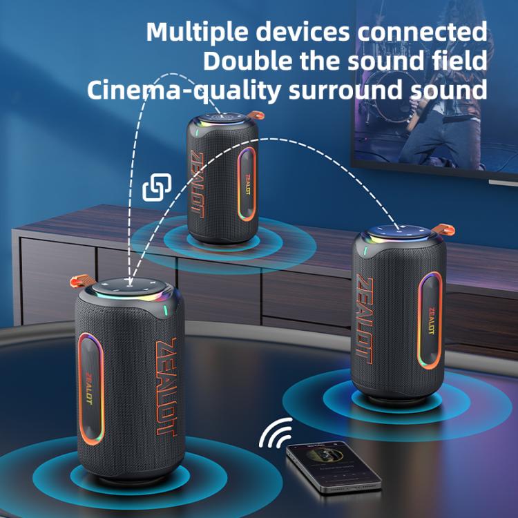 Zealot MP1 60W Portable Outdoor RGB Bluetooth Speaker – Bass Boost, Bluetooth 5.4, 8000mAh Battery