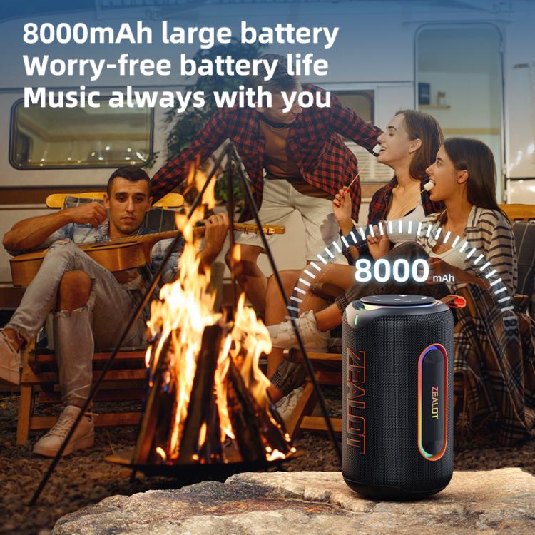 Zealot MP1 60W Portable Outdoor RGB Bluetooth Speaker – Bass Boost, Bluetooth 5.4, 8000mAh Battery